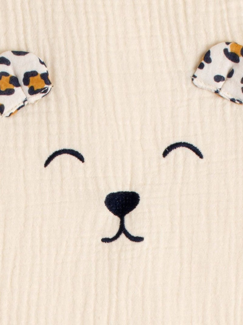 Sacco nanna invernale in garza di cotone con finiture leopardate per - SAUTHON Ecru - Kiabi