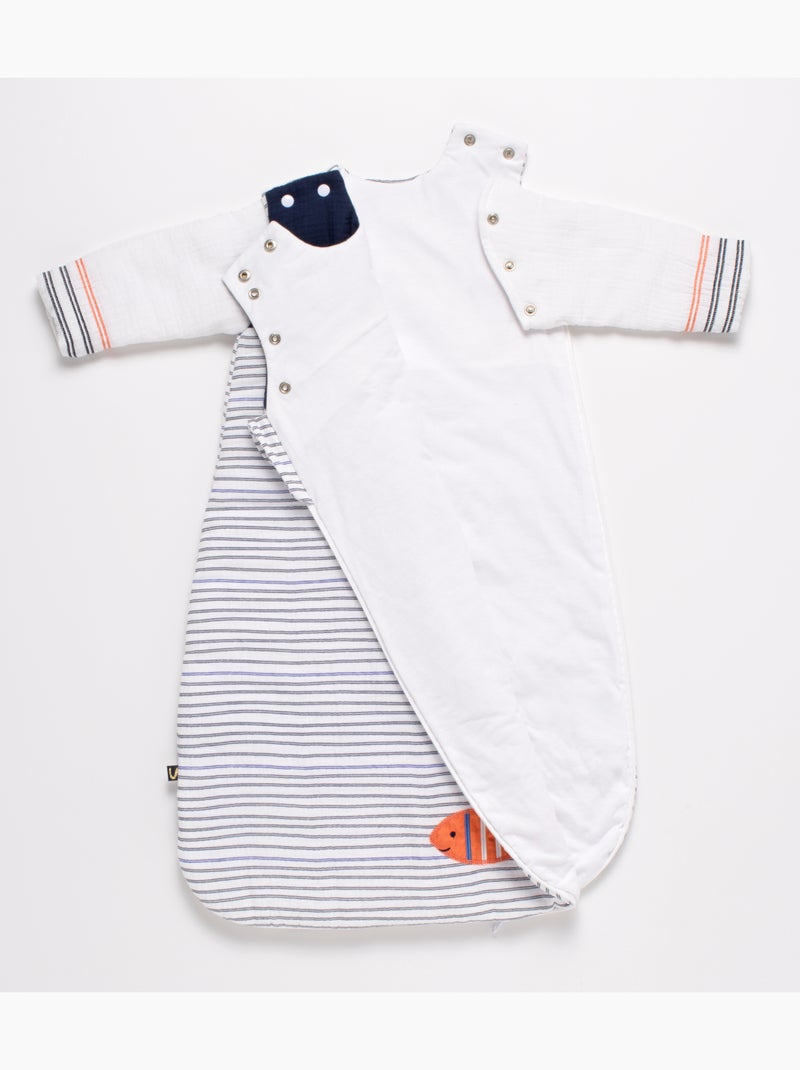 Sacco nanna invernale per bambini con maniche rimovibili - SAUTHON Bianco Blu - Kiabi
