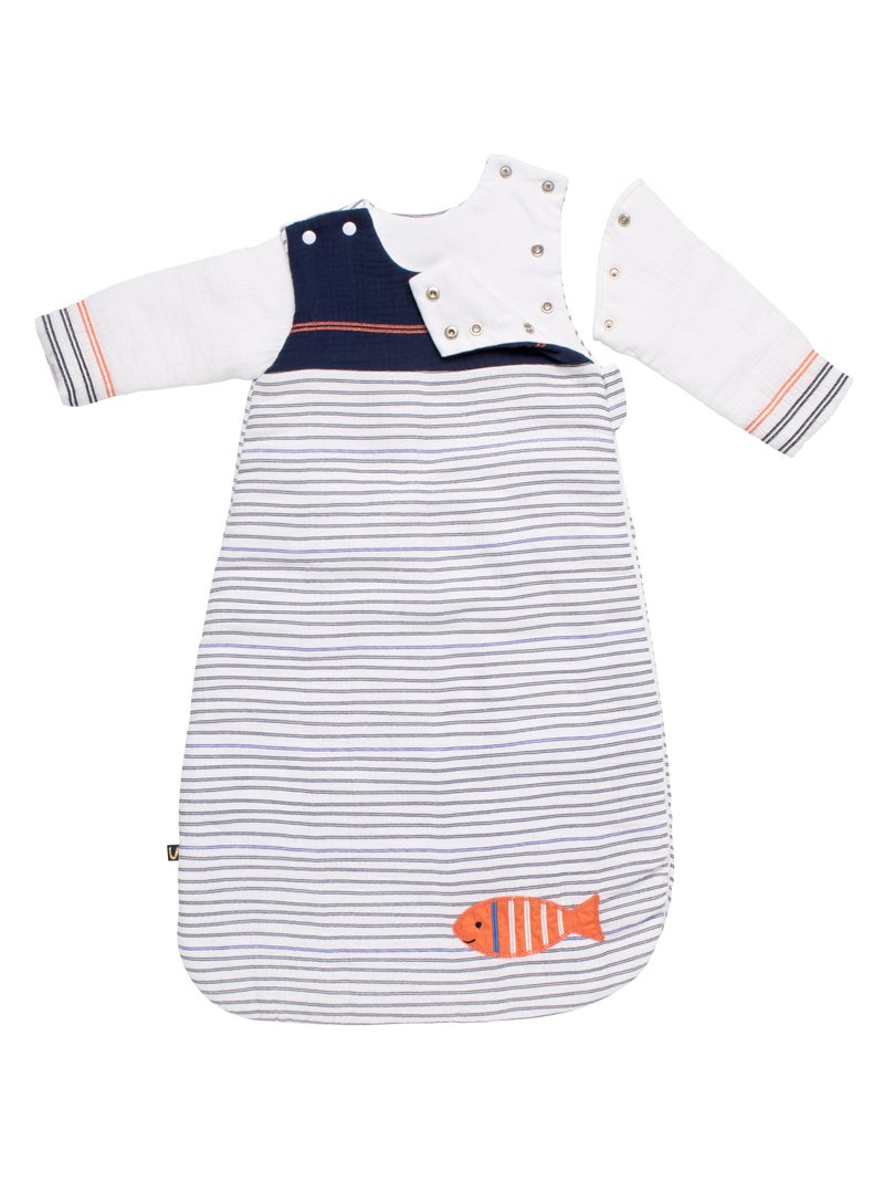 Sacco nanna invernale per bambini con maniche rimovibili - SAUTHON Bianco Blu - Kiabi