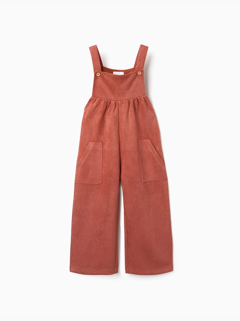Salopette a gamba larga in maglia interlock con tasche Marrone - Kiabi