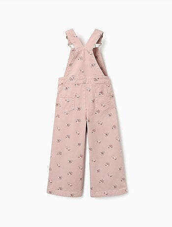 Salopette a gamba larga in twill con motivo floreale