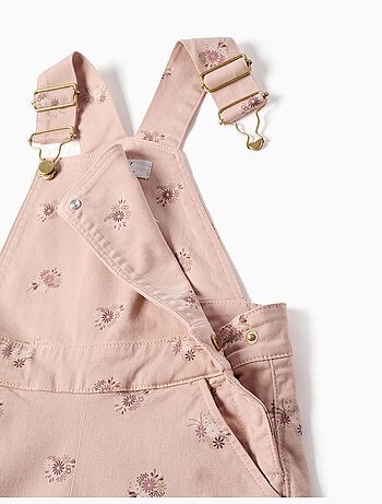 Salopette a gamba larga in twill con motivo floreale