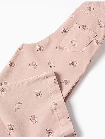 Salopette a gamba larga in twill con motivo floreale