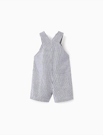 Salopette a righe in cotone con tasche