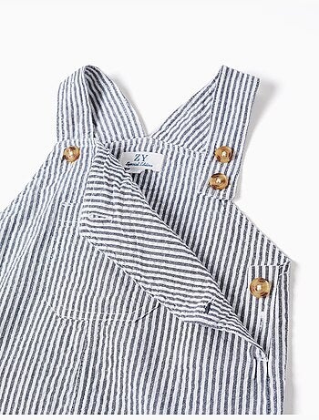 Salopette a righe in cotone con tasche