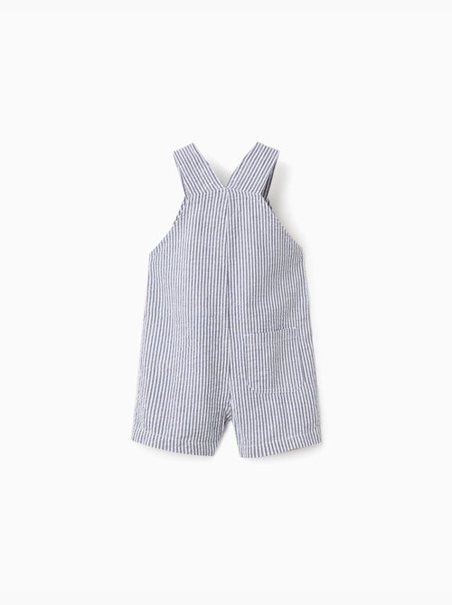 Salopette a righe in cotone con tasche - Kiabi