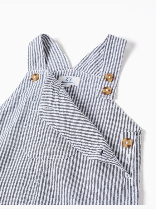 Salopette a righe in cotone con tasche - Kiabi