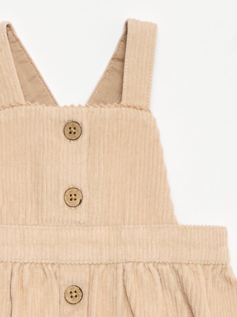 Salopette con bretelle in velluto Beige - Kiabi