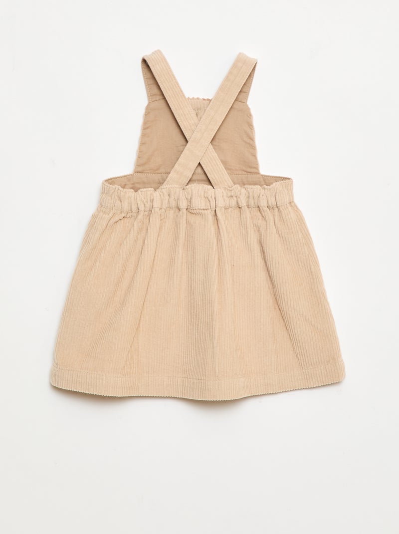 Salopette con bretelle in velluto Beige - Kiabi