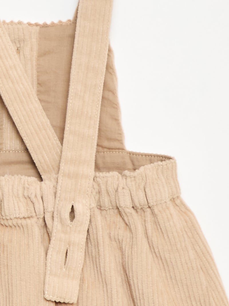 Salopette con bretelle in velluto Beige - Kiabi
