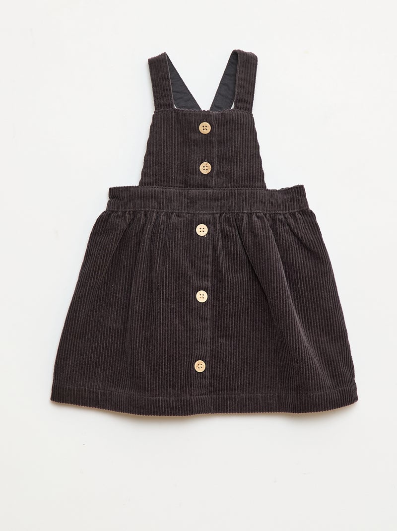 Salopette con bretelle in velluto Nero - Kiabi