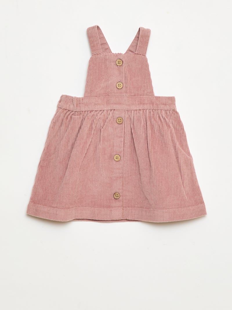 Salopette con bretelle in velluto Rosa - Kiabi