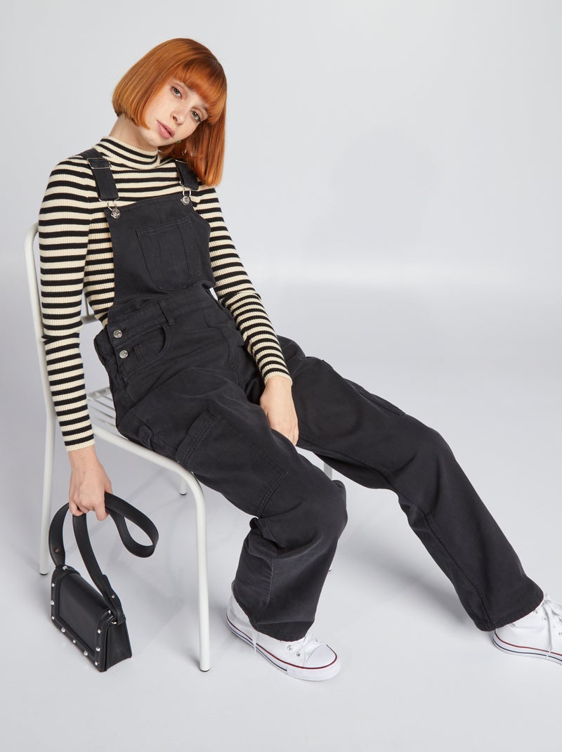 Salopette con tasche con patta NERO - Kiabi