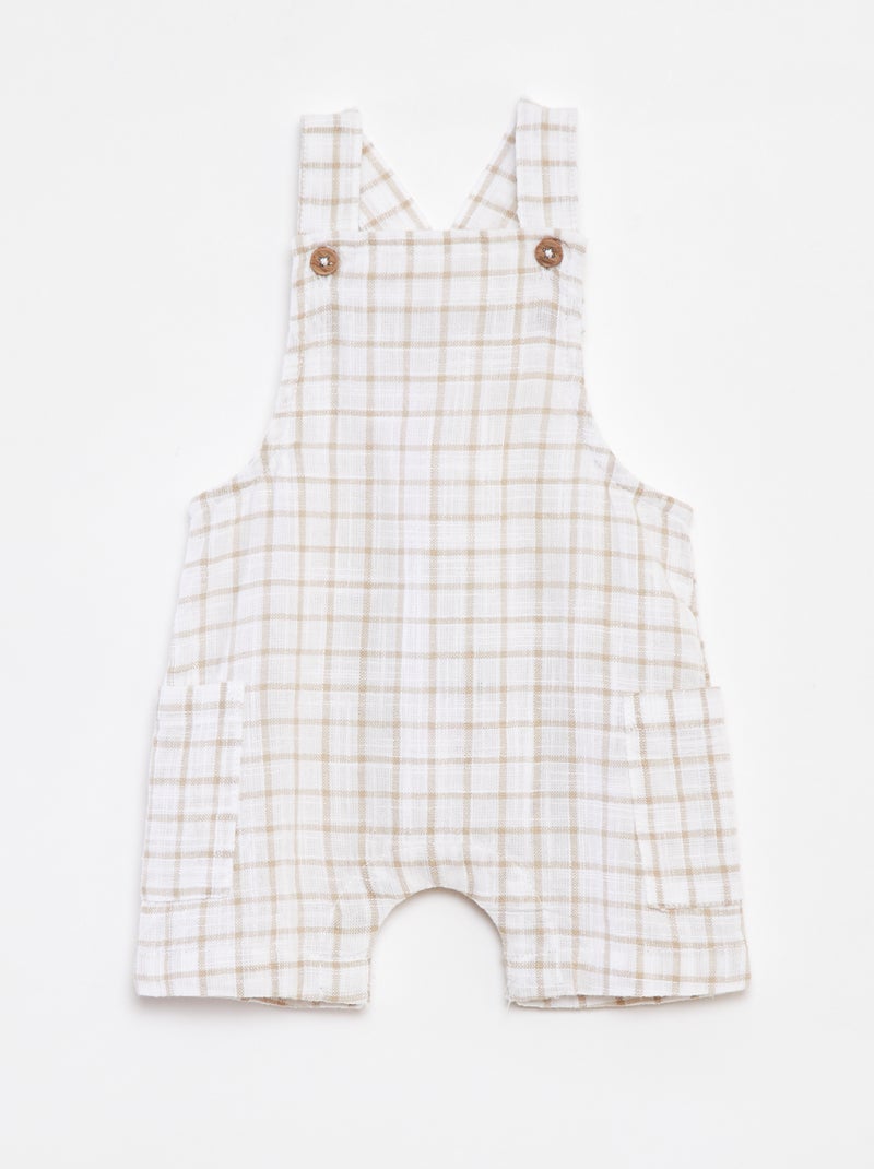 Salopette corta a quadretti 'Name It' BEIGE - Kiabi