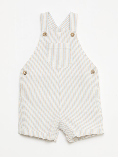Salopette corta a righe in misto lino - Kiabi