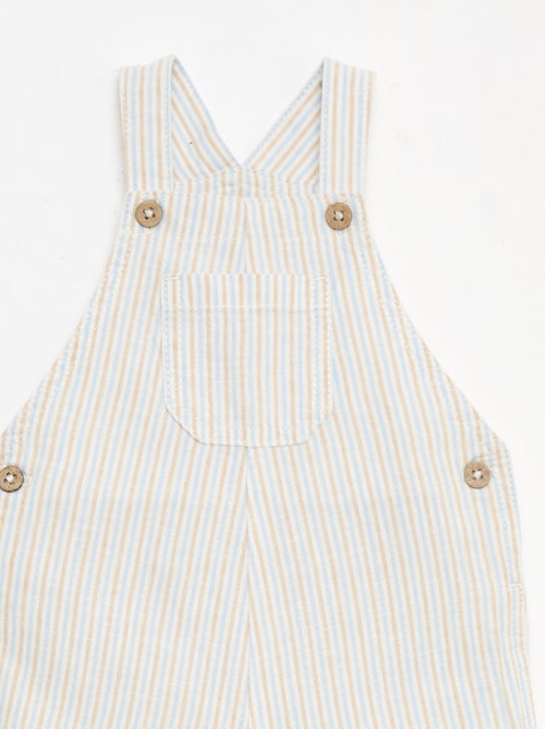 Salopette corta a righe in misto lino - Kiabi