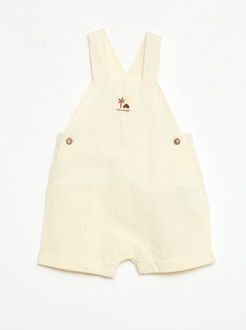 Salopette corta in cotone e lino - Kiabi