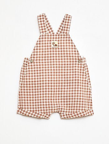 Salopette corta in cotone e lino