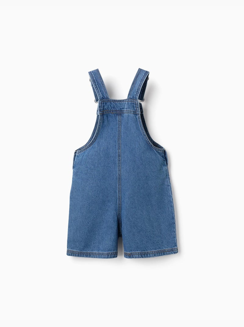Salopette corta in denim con ricamo stitch Blu Blu - Kiabi