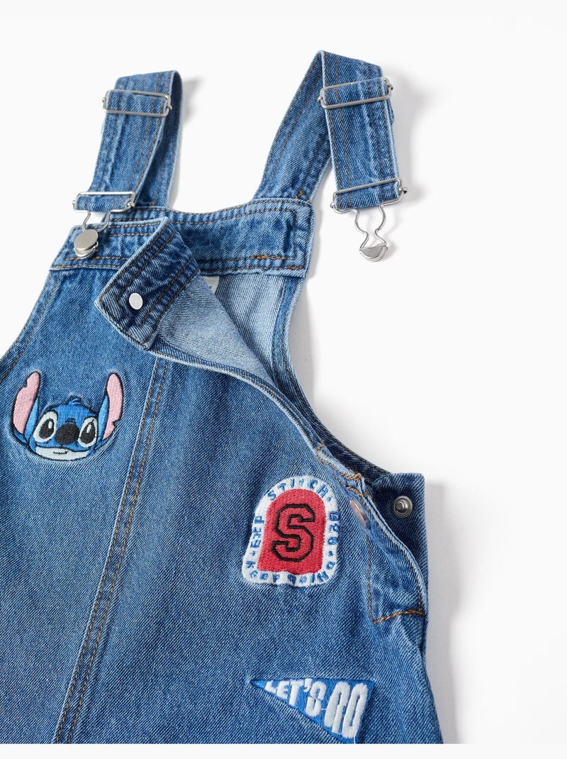 Salopette corta in denim con ricamo stitch Blu Blu - Kiabi