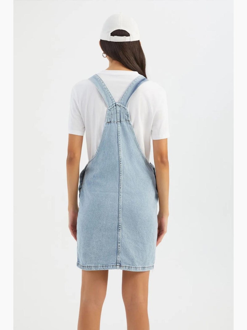 Salopette corta in denim con tasche hiccup Blu chiaro - Kiabi