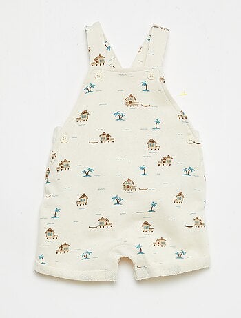 Salopette corta in french terry con bretelle in cotone
