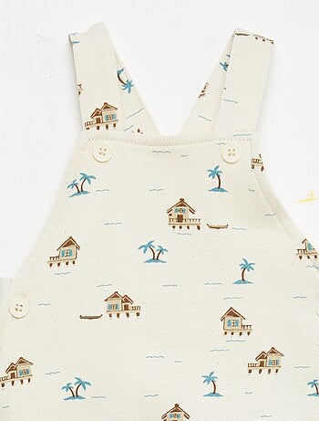 Salopette corta in french terry con bretelle in cotone