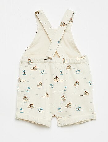 Salopette corta in french terry con bretelle in cotone