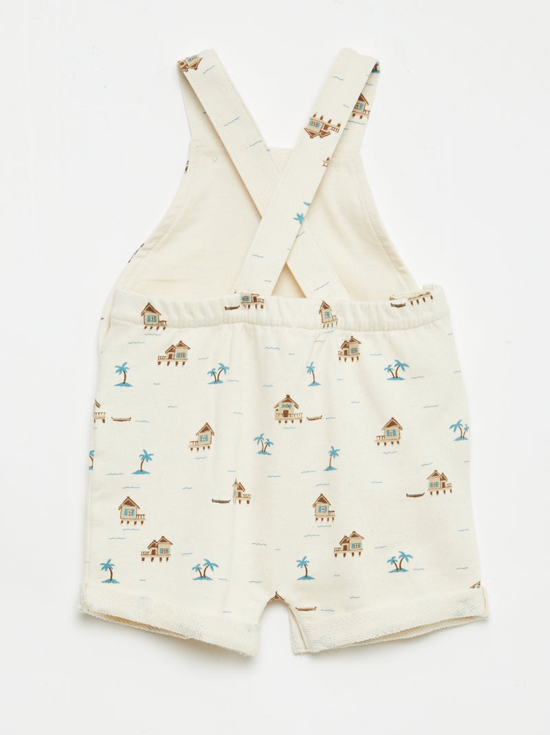 Salopette corta in french terry con bretelle in cotone Beige - Kiabi