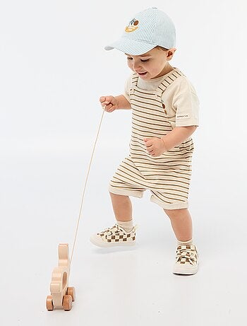 Salopette corta in french terry con bretelle in cotone