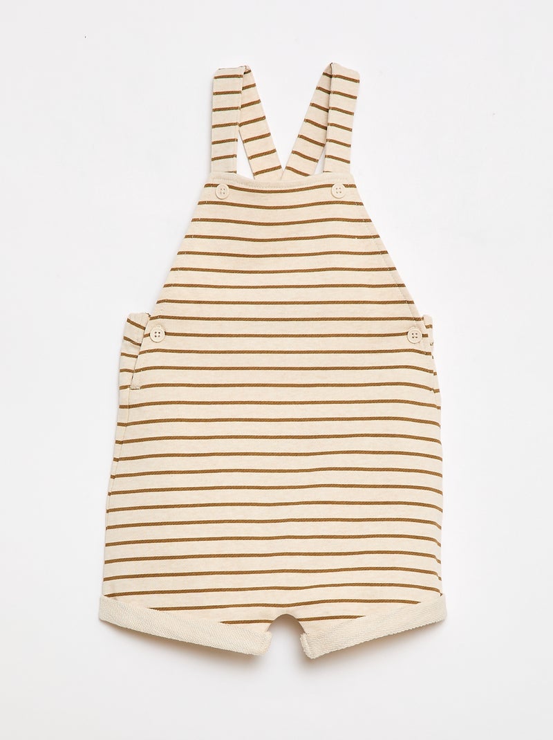 Salopette corta in french terry con bretelle in cotone Beige - Kiabi