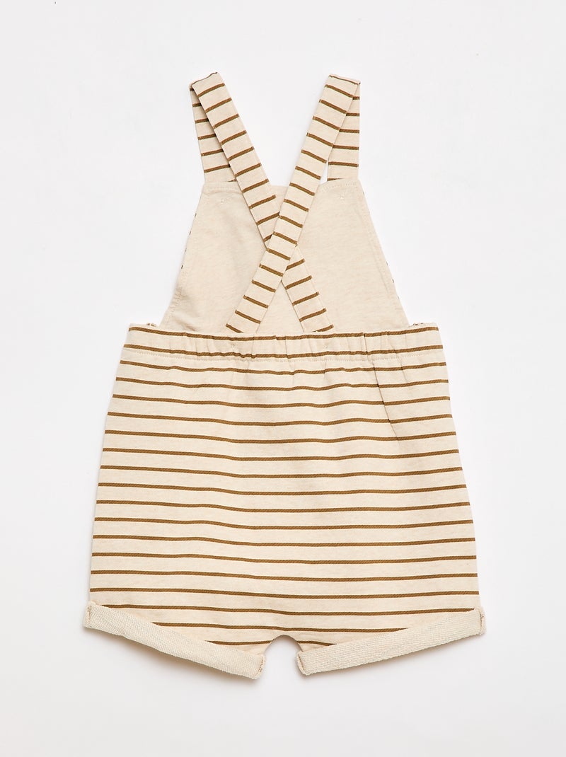 Salopette corta in french terry con bretelle in cotone Beige - Kiabi
