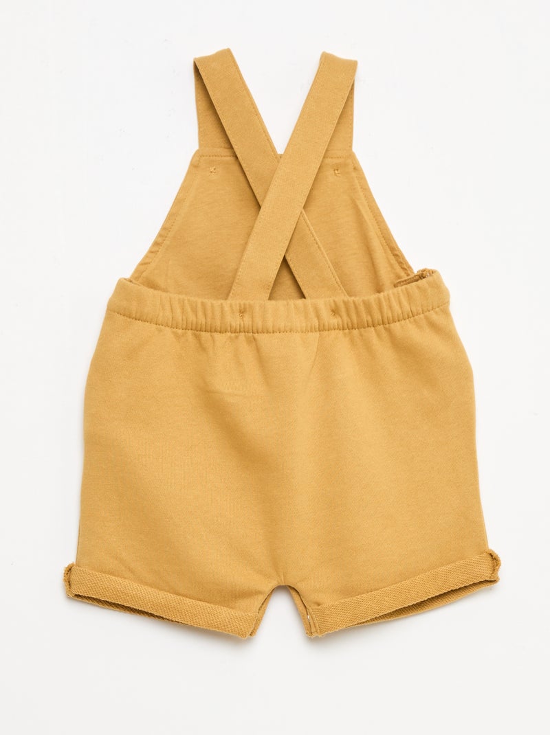 Salopette corta in french terry con bretelle in cotone Giallo senape - Kiabi