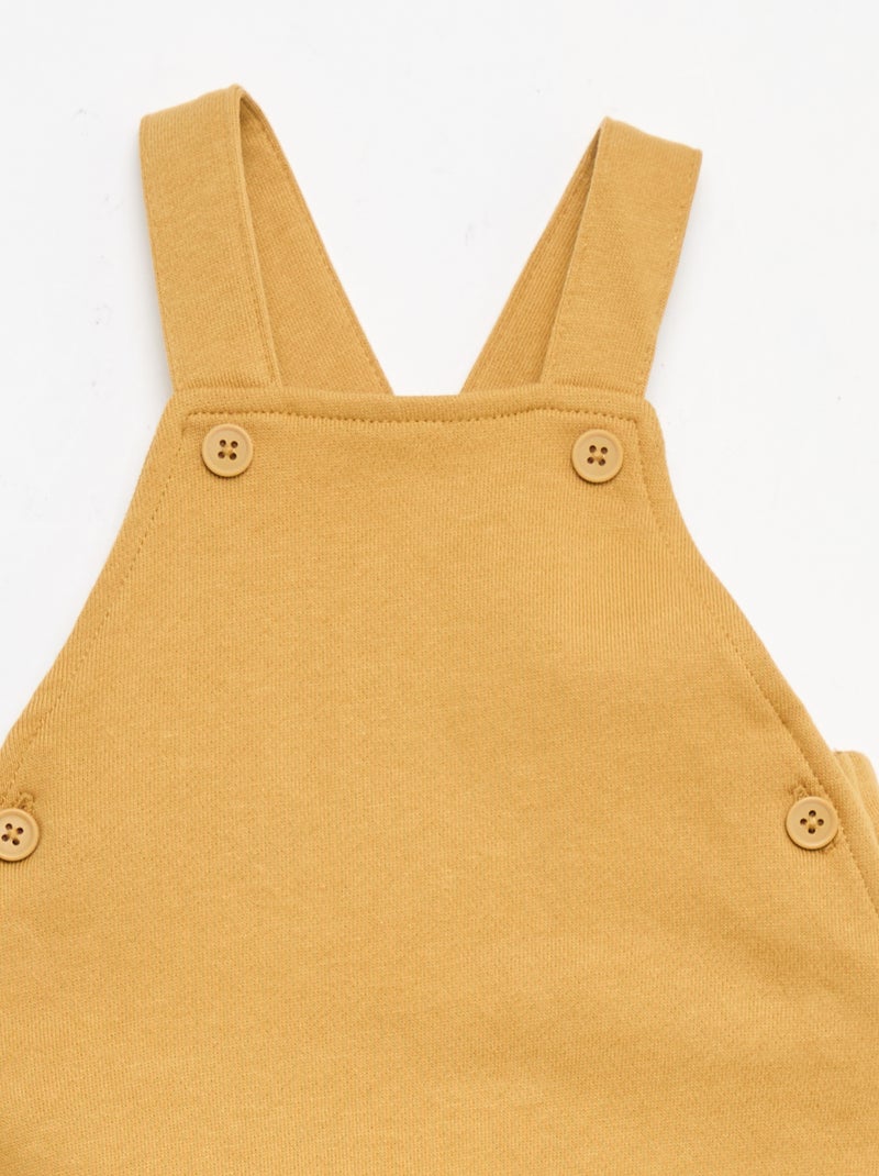 Salopette corta in french terry con bretelle in cotone Giallo senape - Kiabi