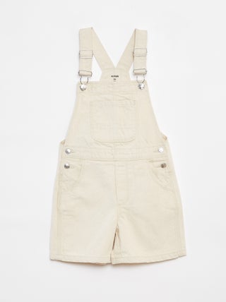 Salopette corta in jeans con tasca sul petto