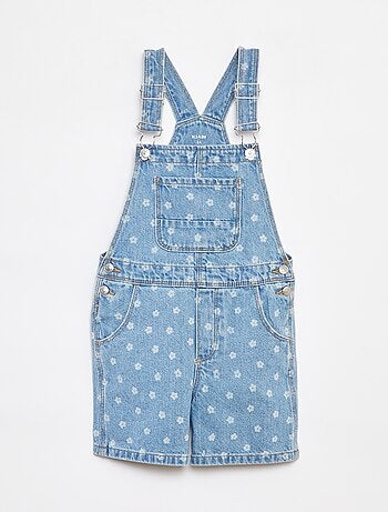 Salopette corta in jeans con tasca sul petto