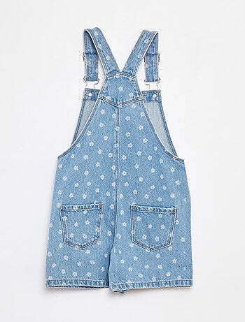 Salopette corta in jeans con tasca sul petto