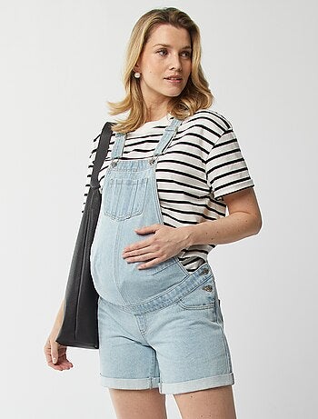 Salopette corta in jeans premaman
