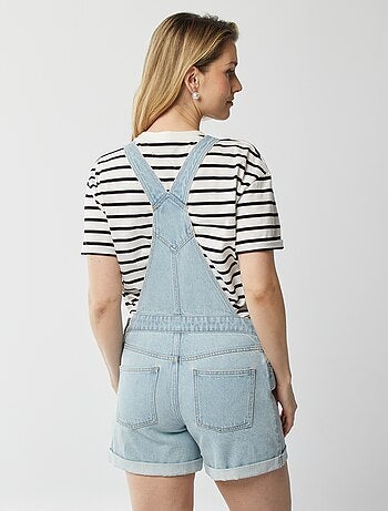 Salopette corta in jeans premaman