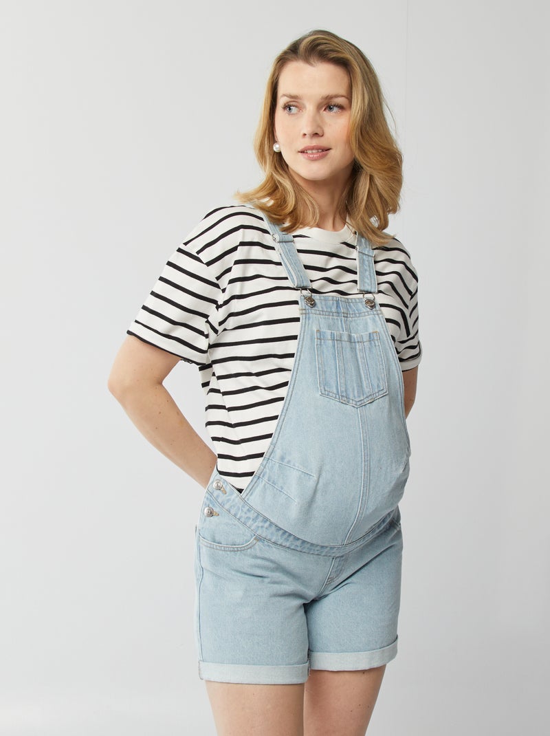 Salopette corta in jeans premaman BLU - Kiabi