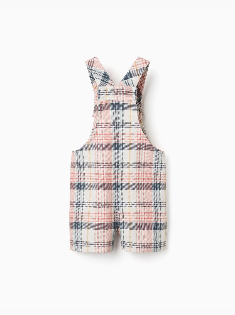 Salopette corta in twill a quadric Bianco - Kiabi