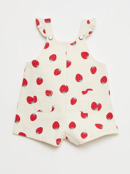 Salopette corta in twill con stampa 'fragole' - Kiabi
