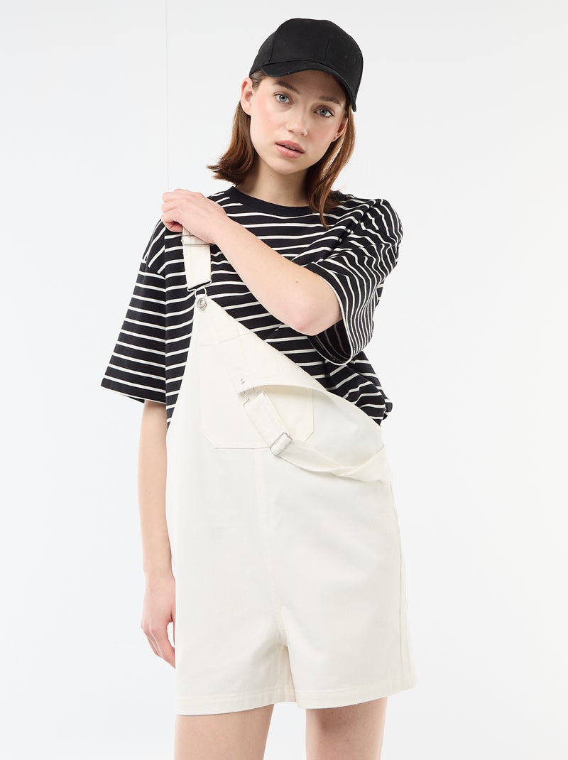 Salopette corta oversize Bianco - Kiabi