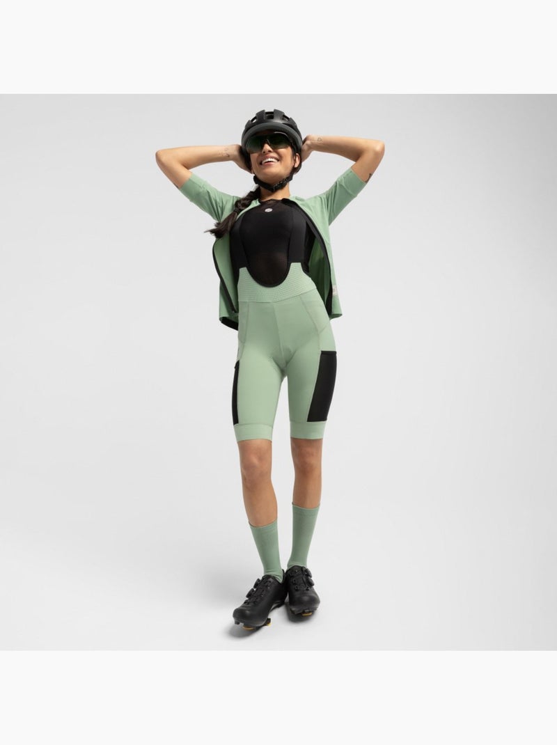 Salopette da ciclismo gravel a gamba corta da donna ciclismo donna conifer Verde - Kiabi
