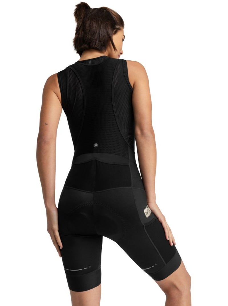 Salopette da ciclismo gravel a gamba corta da donna ciclismo donna jet Nero - Kiabi