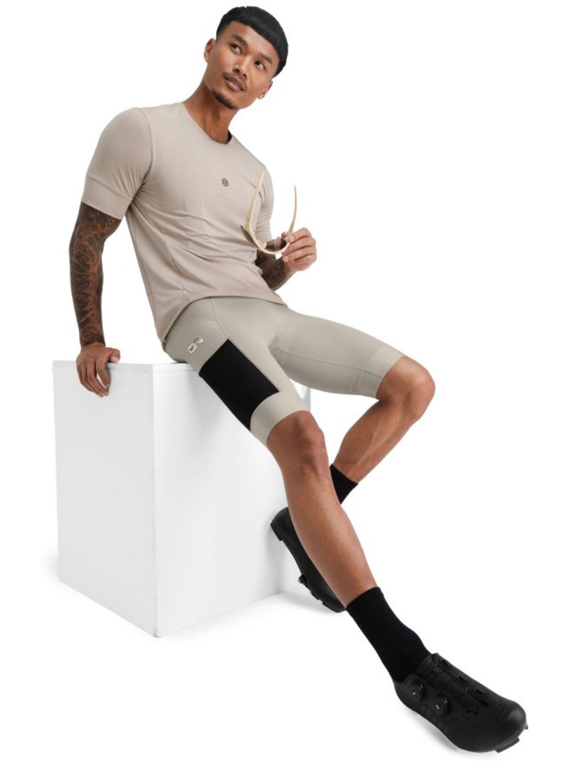 Salopette da ciclismo gravel a gamba corta da uomo ciclismo uomo rocket Beige - Kiabi