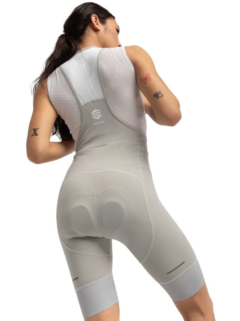 Salopette da ciclismo in tessuti riciclati da donna ciclismo donna sía Bianco Grigio - Kiabi