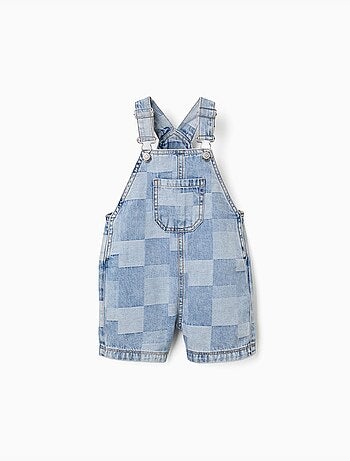 Salopette denim con motivo a quadri