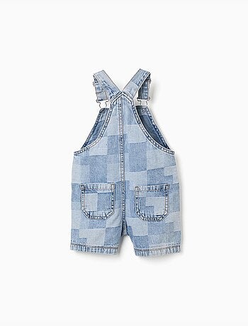 Salopette denim con motivo a quadri