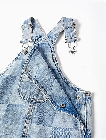 Salopette denim con motivo a quadri